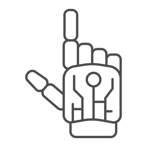 Ρομπότ μηχανικό βραχίονα λεπτή γραμμή εικονίδιο, έννοια ρομποτοποίησης, ρομποτικό χέρι σημάδι σε λευκό φόντο, ρομποτικό ανθρώπινο χέρι εικονίδιο σε περίγραμμα στυλ για την κινητή έννοια και web design. Διανυσματικά γραφικά. — Διανυσματικό Αρχείο