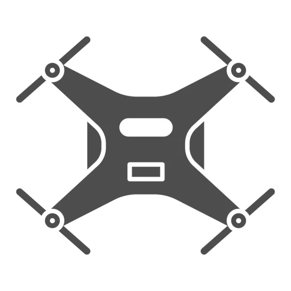 Ikon solid Robot Quadcopter, konsep Robotisasi, drone udara untuk fotografi atau tanda pengawasan video pada latar belakang putih, ikon Quadcopter dalam gaya glif untuk mobile. Grafis vektor. - Stok Vektor