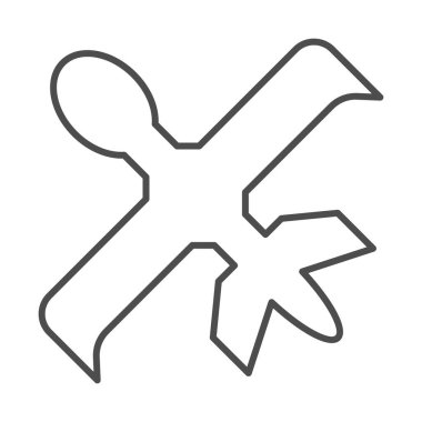 İnce çizgili robot izci çizgisi ikonu, robotizasyon konsepti, beyaz arka planda askeri dron silueti işareti, mobil konsept için robot keşif ikonu, web tasarımı. Vektör grafikleri.