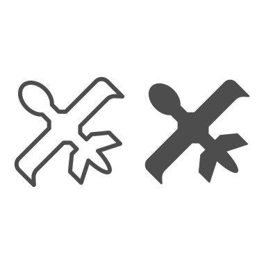 Robotik Scout çizgisi ve katı ikon, robotizasyon konsepti, beyaz arka planda askeri dron silueti işareti, mobil konsept için robot keşif ikonu, web tasarımı. Vektör grafikleri.