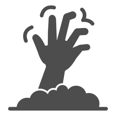 Ölü adam sağlam bir ikon, cadılar bayramı konsepti, beyaz arka planda tabelanın altından çıkan zombi eli mobil konsept için sembol şeklinde ceset el ikonu. Vektör grafikleri.