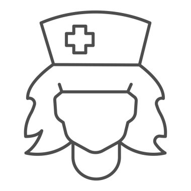 Hemşire başlığı, sağlam bir ikon, cadılar bayramı konsepti, beyaz arka planda karnaval hemşiresi kostüm tabelası, mobil konsept ve web tasarımı için tasarım tarzında tıbbi başlık ikonu olan kadın. Vektör grafikleri.