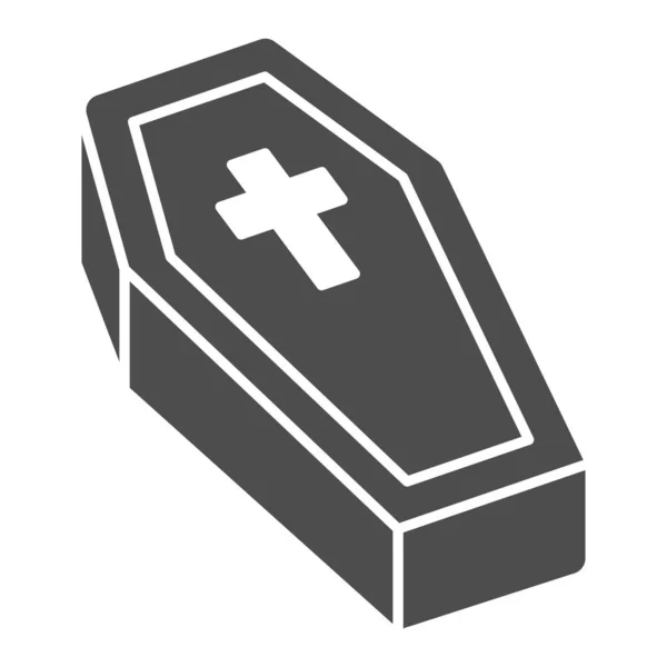Cercueil avec icône croix solide, concept halloween, panneau cercueil sur fond blanc, icône de lit dracula dans le style glyphe pour concept mobile et web design. Graphiques vectoriels. — Image vectorielle