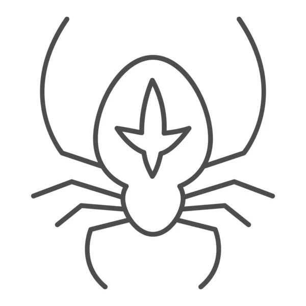 Spider thin line icon, halloween concept, arthropod animal that weaves web sign on white background, spider with marking icon in outline style for mobile concept and web design. Vector graphics. — Stock Vector