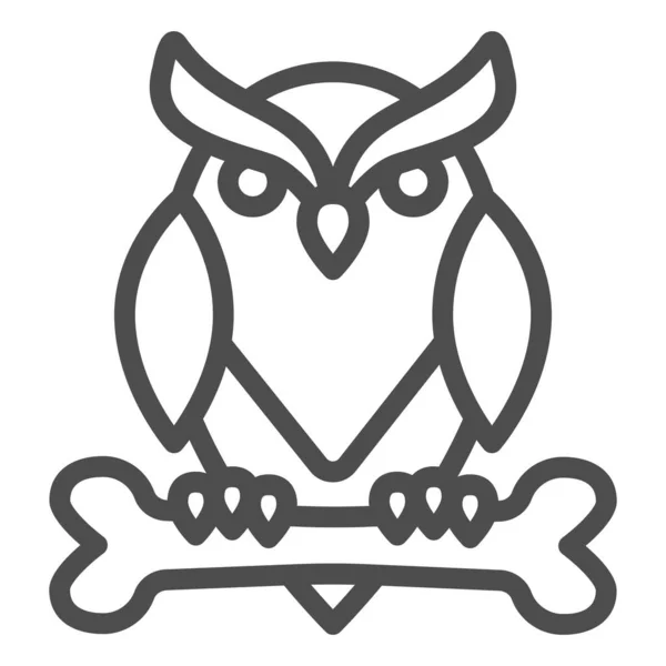 ボーンラインのアイコン、ハロウィンのコンセプト、フクロウとボーンの白い背景にサイン、モバイルコンセプトとウェブデザインのアウトラインスタイルで怖い鳥のアイコンにパーチしました。ベクトルグラフィックス. — ストックベクタ