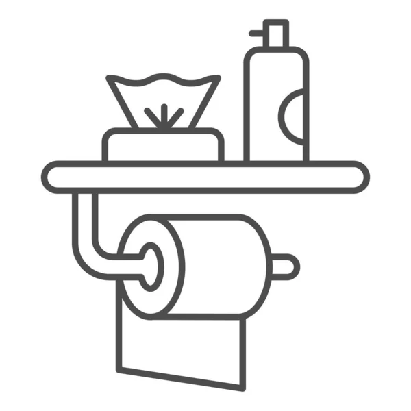 Papier toilette, désodorisant et serviettes icône de ligne mince, concept d'hygiène, signes d'articles de toilette sur fond blanc, papier toilette, désodorisant et paquet de serviettes icône dans le style contour. Graphiques vectoriels. — Image vectorielle