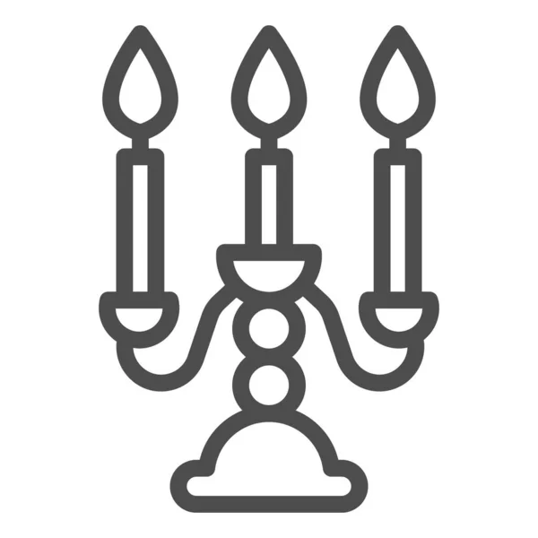 Castiçal antigo com o ícone de linha de velas em chamas, conceito de decoração de quarto, sinal de candelabro no fundo branco, ícone de castiçal de raridade no estilo de contorno para o conceito móvel. Gráficos vetoriais. — Vetor de Stock