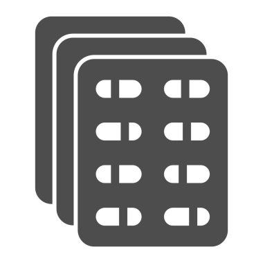 Haplı su toplayıcı, sağlam bir ikon, tıbbi konsept, kapsüllerdeki ilaçlar beyaz arka planda, tıbbi ilaç paketi ikonu mobil ve web tasarımı için. Vektör grafikleri.