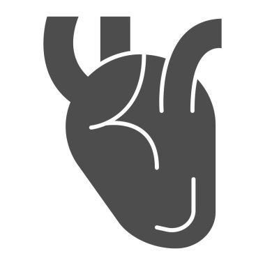 Kalp katı ikonu, Tıbbi konsept, beyaz arka planda insan organı işareti, mobil konsept ve web tasarımı için glyph stili gerçekçi tıbbi kalp ikonu. Vektör grafikleri.