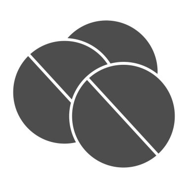 Sağlam ikon haplar, tıbbi konsept, beyaz arka planda yuvarlak haplar, mobil konsept ve web tasarımı için kabartma biçiminde tıp ikonu. Vektör grafikleri.