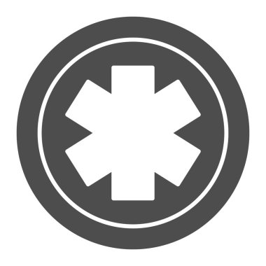 Tıbbi yıldız simgesi, Tıbbi konsept, beyaz arka planda acil durum yıldızı işareti, mobil konsept ve web tasarımı için kabartma şeklinde tıbbi yaşam yıldızı simgesi. Vektör grafikleri.