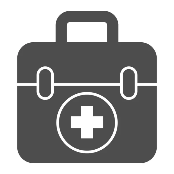 応急処置キット固体アイコン、医療概念、白い背景に医療キットのサイン、モバイル概念とWebデザインのためのグリフスタイルで十字アイコンを持つ応急処置ボックス。ベクトルグラフィックス. — ストックベクタ
