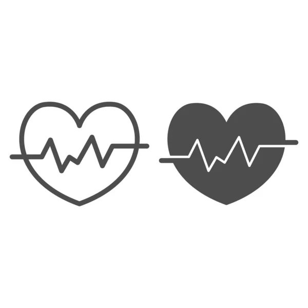 Heart rate in heart line and solid icon, Medical concept, Heartbeat sign on white background, Life line icon in outline style for mobile concept and web design. Vector graphics. — Stock Vector