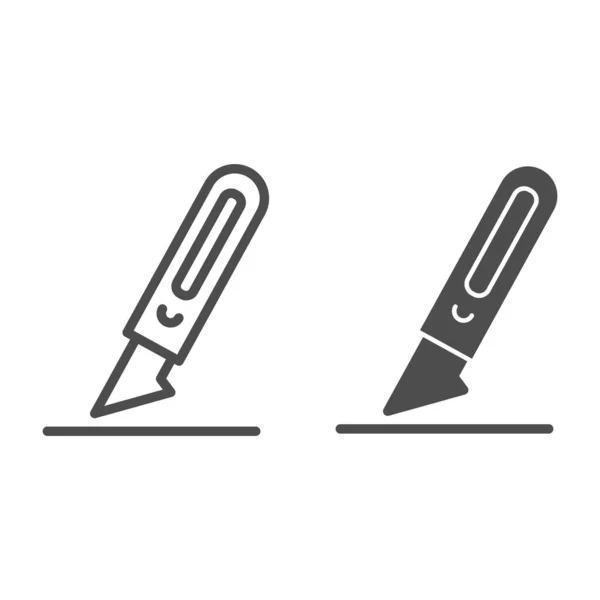 Scalpel line and solid icon, Medical concept, Surgical instruments sign on white background, scalpel knife icon in outline style for mobile concept and web design. Vector graphics. — Stock Vector