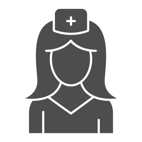Логотип медсестры, концепция медицины, табличка медицинского персонала на белом фоне, женщина в медицинской форме икона в глифическом стиле для мобильной концепции и веб-дизайна. Векторная графика. — стоковый вектор