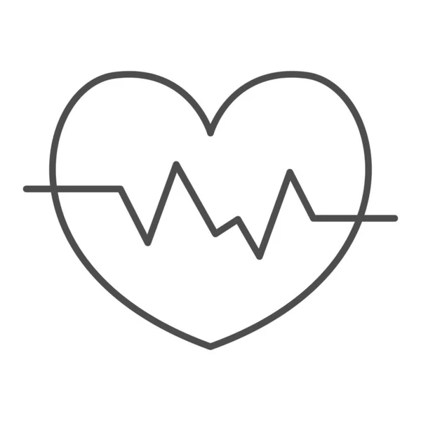 Puls i hjärtats tunna linje ikon, Medicinskt koncept, Heartbeat tecken på vit bakgrund, Life line ikon i kontur stil för mobila koncept och webbdesign. Vektorgrafik. — Stock vektor