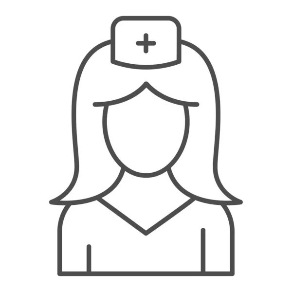 Икона тонкой линии медсестры, концепция медицины, медицинский персонал знак на белом фоне, женщина в медицинской форме икона в набросок стиль для мобильной концепции и веб-дизайна. Векторная графика. — стоковый вектор