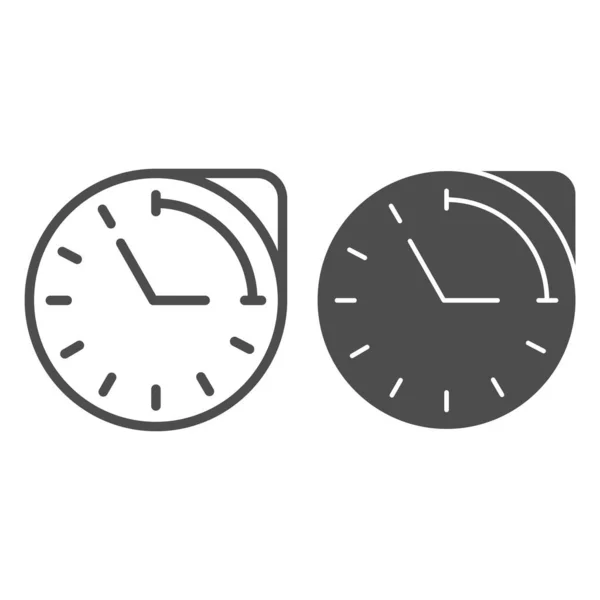 Reloj con línea de duración de la hora e icono sólido, concepto médico, signo de horario de medicación sobre fondo blanco, icono de prescripción de tiempo de medicina en estilo de esquema para móviles y web. Gráficos vectoriales. — Archivo Imágenes Vectoriales