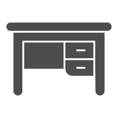 Masa başı simgesi, mobilya konsepti, ofis mobilyası tabelası beyaz arka plan, mobil konsept ve web tasarımı için eski ofis tablosu simgesi. Vektör grafikleri.