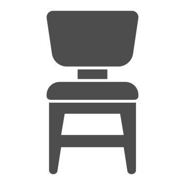 Sandalye katı ikonu, mobilya konsepti, beyaz arka planda tahta sandalye tabelası, mobil konsept ve web tasarımı için glifli koltuk simgesi. Vektör grafikleri.