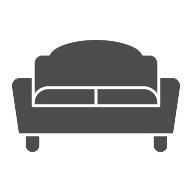 Kanepe katı ikonu, mobilya konsepti, beyaz arka planda kanepe tabelası, oturma odası simgesi için mobil konsept ve web tasarımı için divan. Vektör grafikleri.