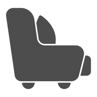 Katı yastık ikonu, mobilya konsepti, beyaz arka planda kanepe mobilyası tabelası, mobil konsept ve web tasarımı için glifli koltuk ikonu. Vektör grafikleri.