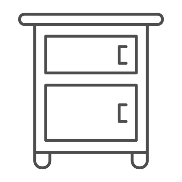 Nachttisch auf Beinen dünne Linie Symbol, Möbelkonzept, Holz Nachttisch Zeichen auf weißem Hintergrund, klassischer Nachttisch mit zwei Schubladen Symbol in Umriss Stil für mobile, Web. Vektorgrafik. — Stockvektor