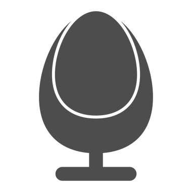 Futuristik koltuk katı ikonu, Mobilya konsepti, beyaz arka planda modern yuvarlak koltuk tabelası, mobil ve web tasarımı için glifli küresel sandalye simgesi. Vektör grafikleri.