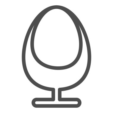 Futuristik koltuk çizgisi simgesi, Mobilya konsepti, beyaz arka planda modern yuvarlak koltuk tabelası, mobil ve web tasarımı için ana hatlı rahat sandalye simgesi. Vektör grafikleri.