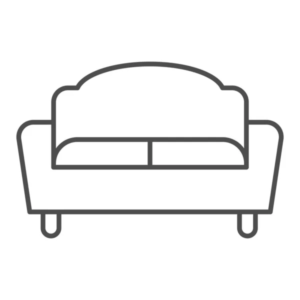 Sofá ícone de linha fina, conceito de mobiliário, sinal de sofá no fundo branco, divã para o ícone da sala de estar no estilo esboço para o conceito móvel e web design. Gráficos vetoriais. —  Vetores de Stock