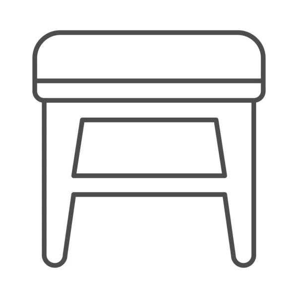 Hocker dünne Linie Symbol, Möbelkonzept, weiche Rückenlehne Zeichen auf weißem Hintergrund, Hocker mit vier Beinen Symbol in Umriss Stil für mobiles Konzept und Web-Design. Vektorgrafik. — Stockvektor
