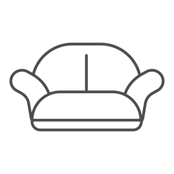 Silla de sofá icono de línea delgada, concepto de mobiliario, signo de sofá sobre fondo blanco, icono de sillón viviente en estilo de esquema para el concepto móvil y el diseño web. Gráficos vectoriales. — Vector de stock