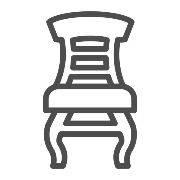 Icono de línea de silla retro, concepto de muebles, cartel de silla de madera clásica sobre fondo blanco, icono de sillón de elegancia en estilo de esquema para concepto móvil y diseño web. Gráficos vectoriales. — Vector de stock