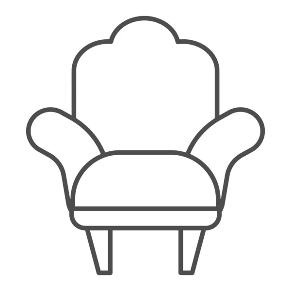 Sessel mit dünnem Linien-Symbol, Möbelkonzept, bequemes Stuhlschild auf weißem Hintergrund, Sessel mit Beinsymbol im Umriss-Stil für mobiles Konzept und Webdesign. Vektorgrafik. — Stockvektor