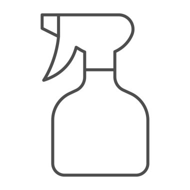 Sprey şişe ince çizgi ikonu, temizlik hizmeti konsepti, beyaz arka planda temizlik işareti için plastik şişe, mobil konsept ve web tasarımı için sprey ikonu. Vektör grafikleri.