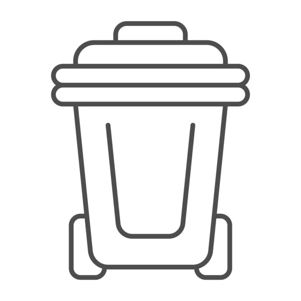 Plastikmülltonne dünne Linie Symbol, Reinigungsservice-Konzept, Kunststoff-Mülleimer Zeichen auf weißem Hintergrund, Recycling-Mülleimer Symbol in Umriss Stil für mobiles Konzept, Web-Design. Vektorgrafik. — Stockvektor