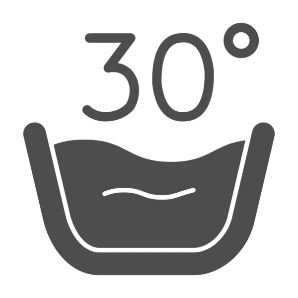 Басейн твердої ікони з теплою водою, концепція прання, знак холодної прання на білому тлі, ніжний символ прання 30 градусів у стилі гліфів для мобільного, веб-дизайну. Векторна графіка . — стоковий вектор