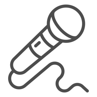 Mikrofon hattı ikonu, ses tasarımı konsepti, beyaz arka planda mikrofon işareti, kablo ikonu olan mikrofon mobil konsept ve web tasarımı için tasarım. Vektör grafikleri.