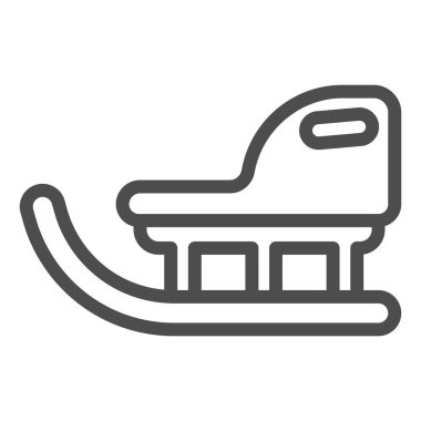 Çocuklar için kış kızağı çizgisi ikonu, Noel konsepti, beyaz arka planda Noel kızağı tabelası, mobil konsept ve web tasarımı için ana hatlı simge. Vektör grafikleri.