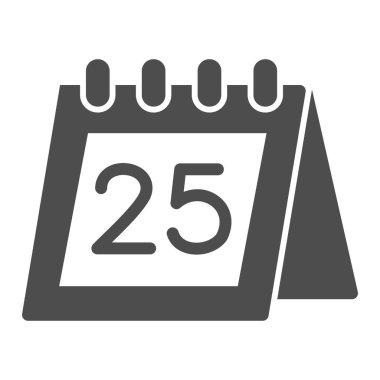 Katı takvim simgesi, Noel konsepti, beyaz zemin üzerinde Noel tarihi işareti olan takvim, mobil konsept ve web tasarımı için kabartma şeklinde Aralık takvimi simgesi. Vektör grafikleri.