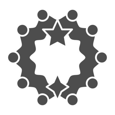 Katı Noel çelengi, Noel konsepti, beyaz arka planda Noel çelengi tabelası, mobil ve web tasarımı için sembol şeklinde dekore edilmiş kapı çelengi. Vektör grafikleri.