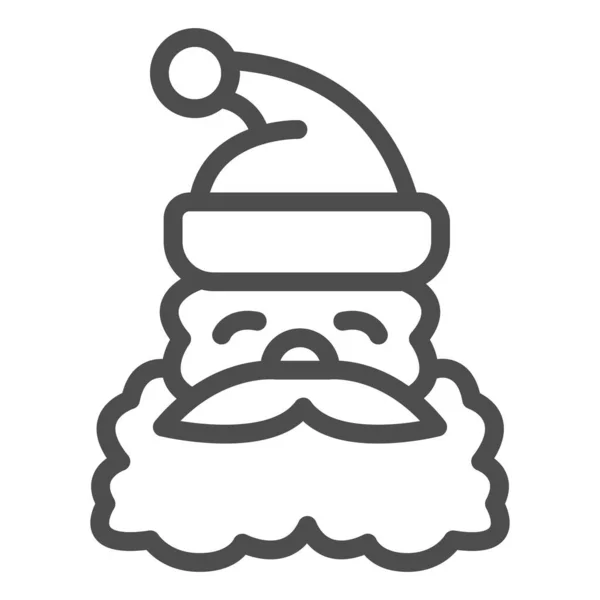 Icône de ligne de visage du Père Noël, concept de Noël, symbole de Noël et du Nouvel An sur fond blanc, Père Noël avec barbe et moustache dans l'icône du chapeau dans le style de contour. Graphiques vectoriels. — Image vectorielle