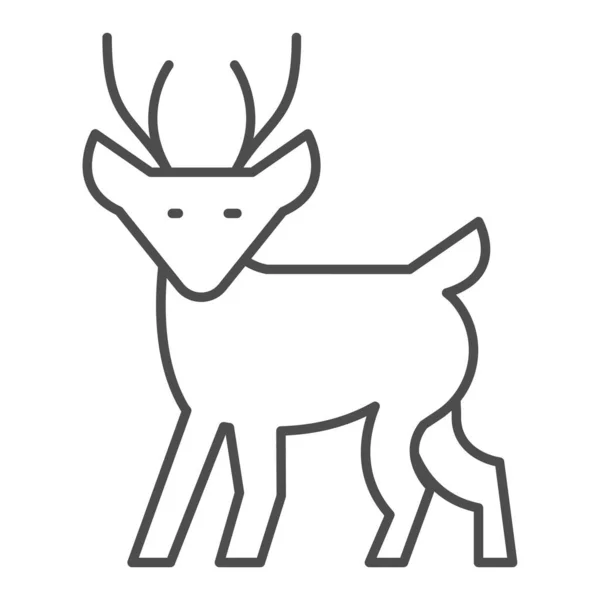 Icono de línea delgada de ciervo de invierno, concepto de Navidad, letrero Fawn sobre fondo blanco, icono de reno de Navidad en estilo de esquema para el concepto móvil y el diseño web. Gráficos vectoriales. — Archivo Imágenes Vectoriales