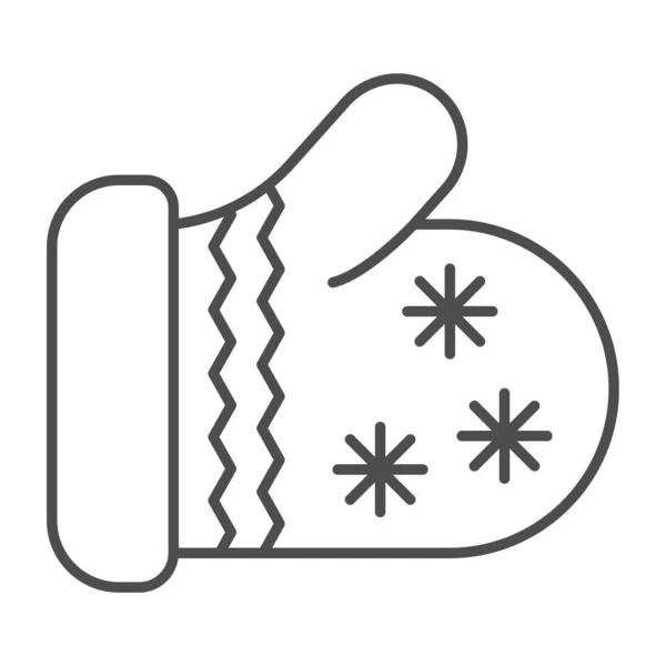 Vinterhandske tunn linje ikon, Julkoncept, Stickad Mitten skylt på vit bakgrund, vante handske ikon i kontur stil för mobila koncept och webbdesign. Vektorgrafik. — Stock vektor