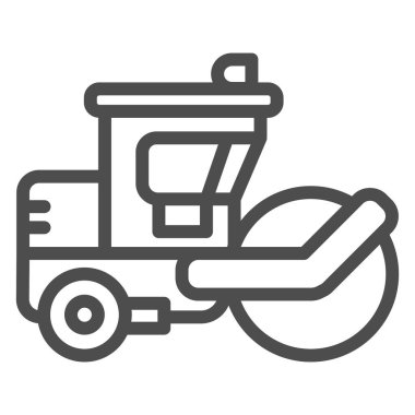 Asfalt paten çizgisi ikonu, ağır ekipman konsepti, beyaz arka planda buharlı araç tabelası, mobil konsept ve web tasarımı için ana hatlı yol paten ikonu. Vektör grafikleri.