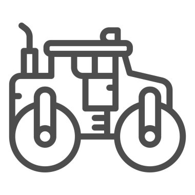 Asfalt paten çizgisi ikonu, ağır ekipman konsepti, beyaz arka planda buharlı araç tabelası, mobil konsept ve web tasarımı için ana hatlı yol paten ikonu. Vektör grafikleri.