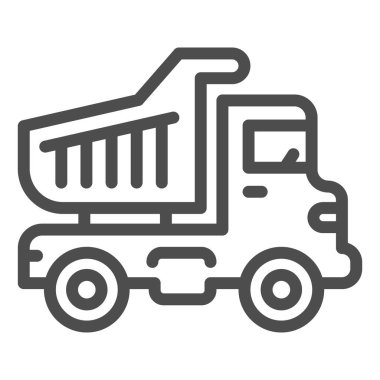 Vücut kamyonu çizgisi ikonu, ağır ekipman konsepti, beyaz arka planda damperli kamyon tabelası, mobil konsept ve web tasarımı için taslak biçimli otototruck ikonu. Vektör grafikleri.