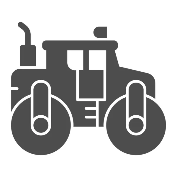 Asfalto rullo icona solida, concetto di attrezzature pesanti, steamroller camion segno su sfondo bianco, icona rullo stradale in stile glifo per il concetto mobile e web design. Grafica vettoriale. — Vettoriale Stock