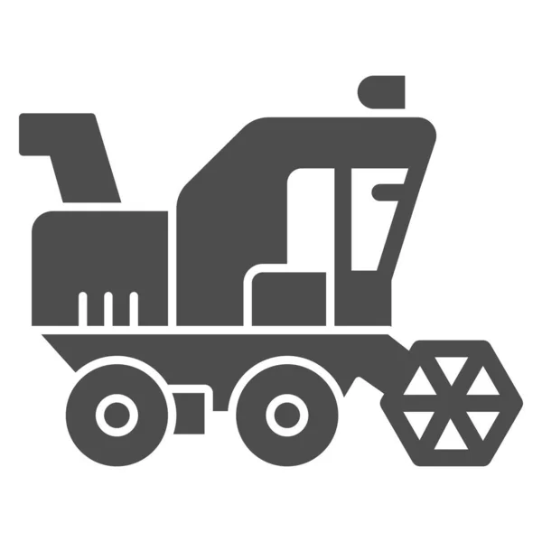 Mähdrescher-Symbol, Konzept für schweres Gerät, Schild für landwirtschaftliche Fahrzeuge auf weißem Hintergrund, Mähdrescher-Symbol im Glyphen-Stil für mobiles Konzept und Webdesign. Vektorgrafik. — Stockvektor