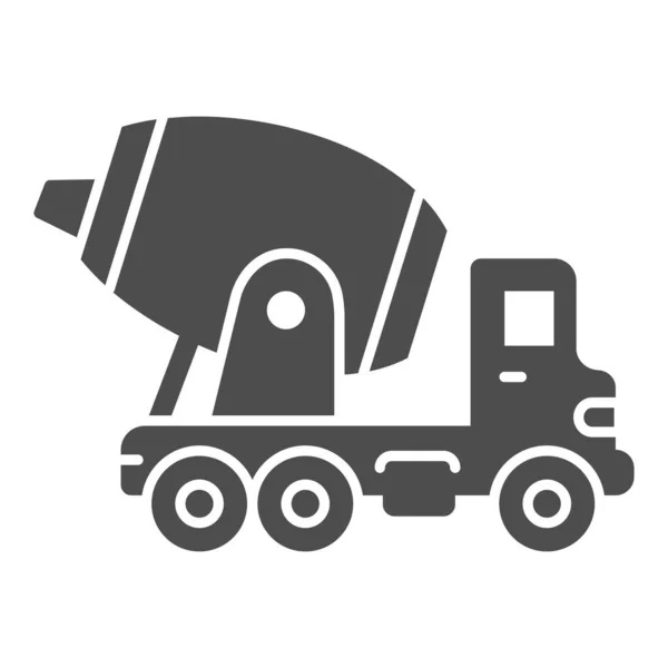 Betonmischwagen-Symbol, Schwermaschinenkonzept, Baumaschinenschild auf weißem Hintergrund, Betonmischer-Symbol im Glyphen-Stil für mobiles Konzept, Webdesign. Vektorgrafik. — Stockvektor